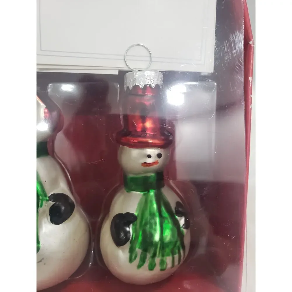 Christmas Snowmen Place Card Holders Pier 1‎ Imports Glass Ornaments Table Top